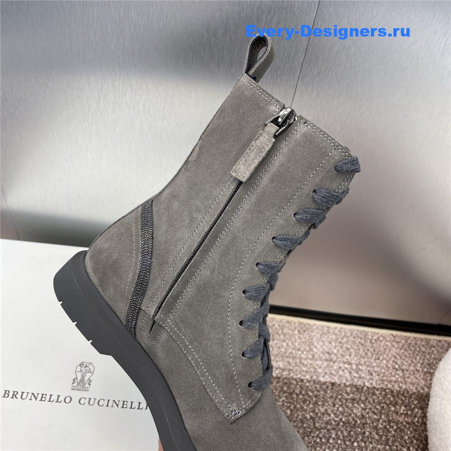 BC Dark Gray Suede Monili Lace-Up Boots