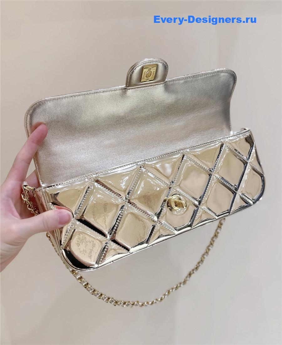 Ch**el gold top handle large flap bag