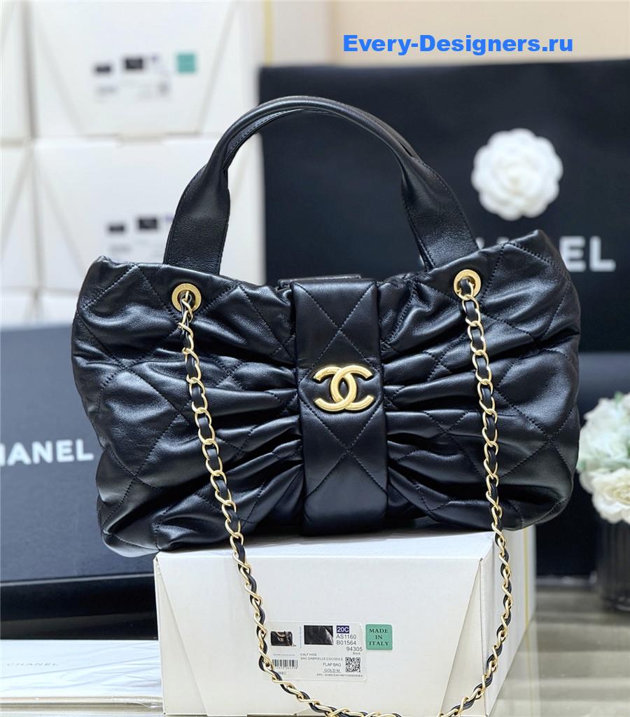 Ch**el 25k black lambskin bow handbag