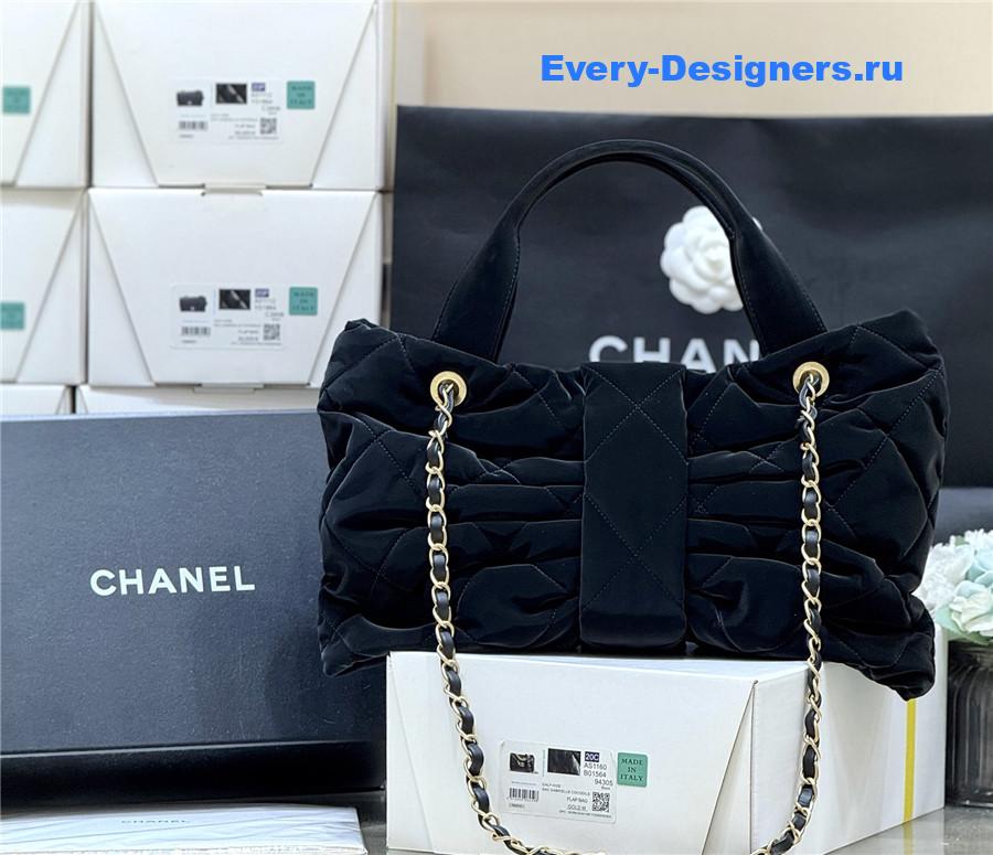 Ch**el 25k black velvet bow handbag
