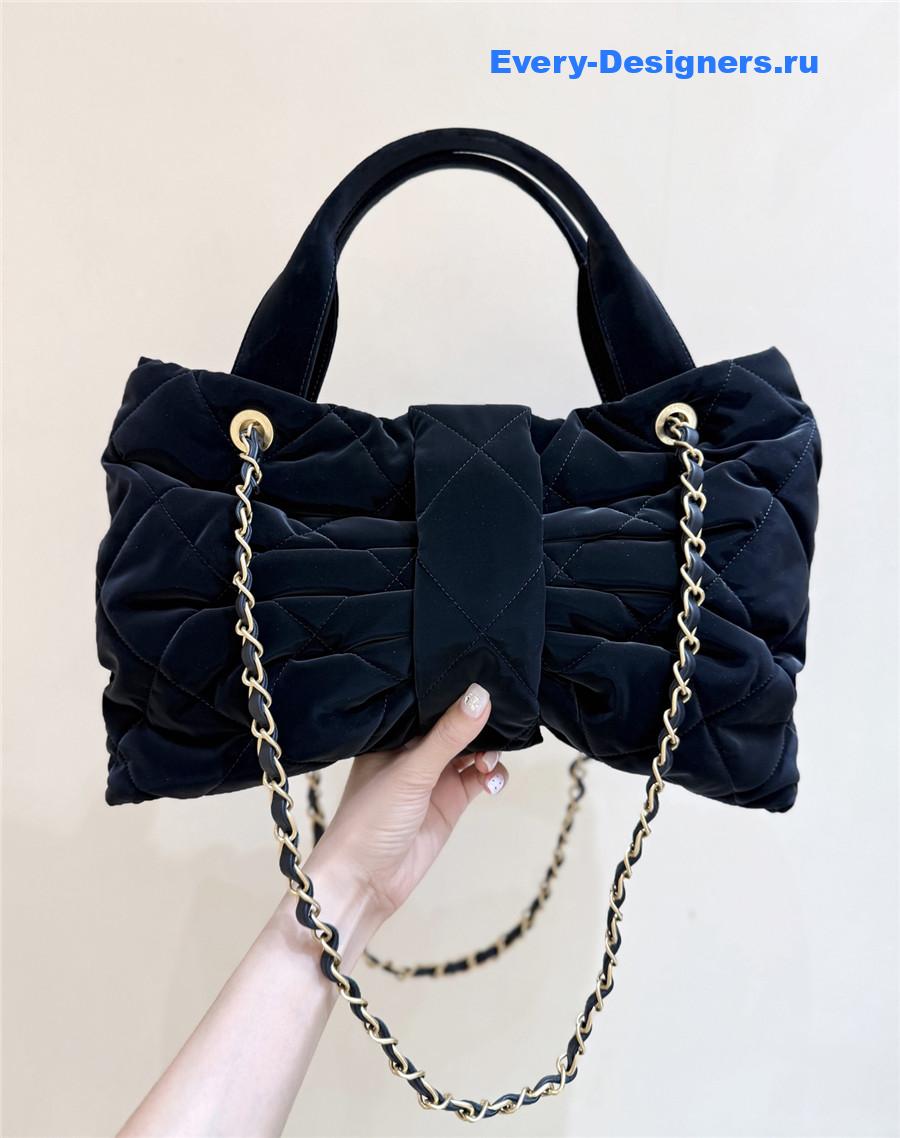 Ch**el 25k black velvet bow handbag