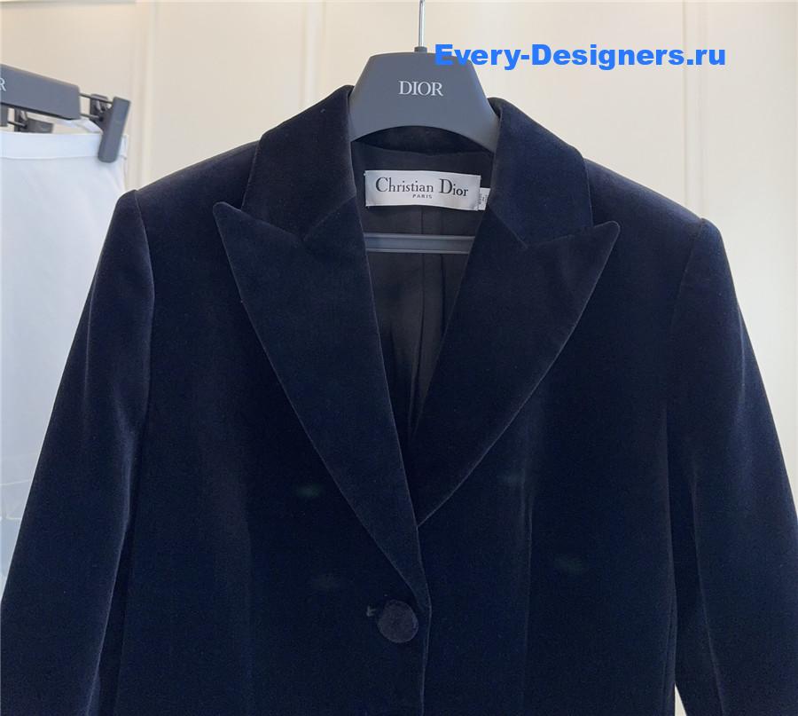 D10r black cotton velvet fitted jacket