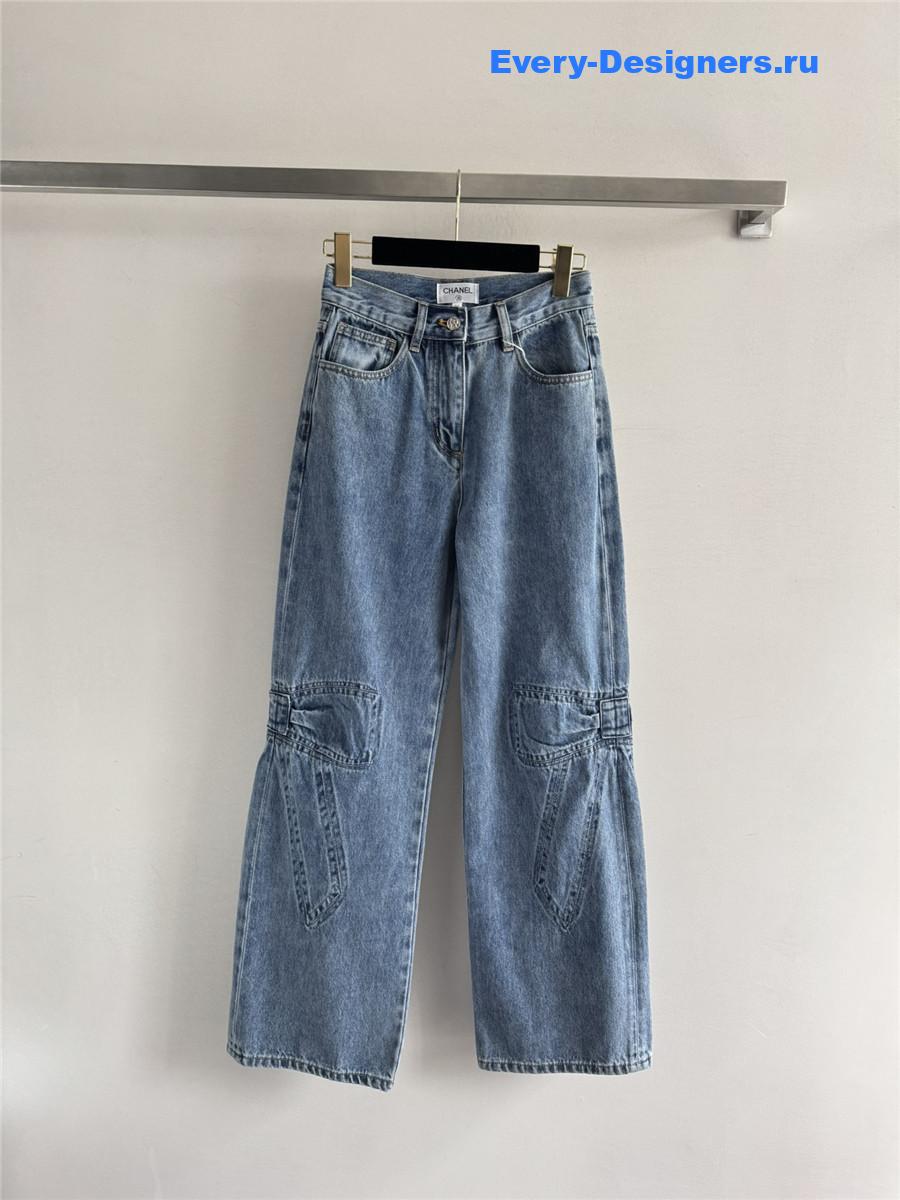 Ch**el light blue washed denim cargo pants