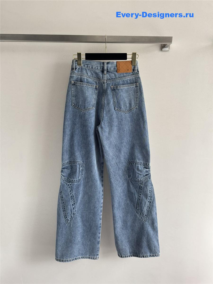 Ch**el light blue washed denim cargo pants