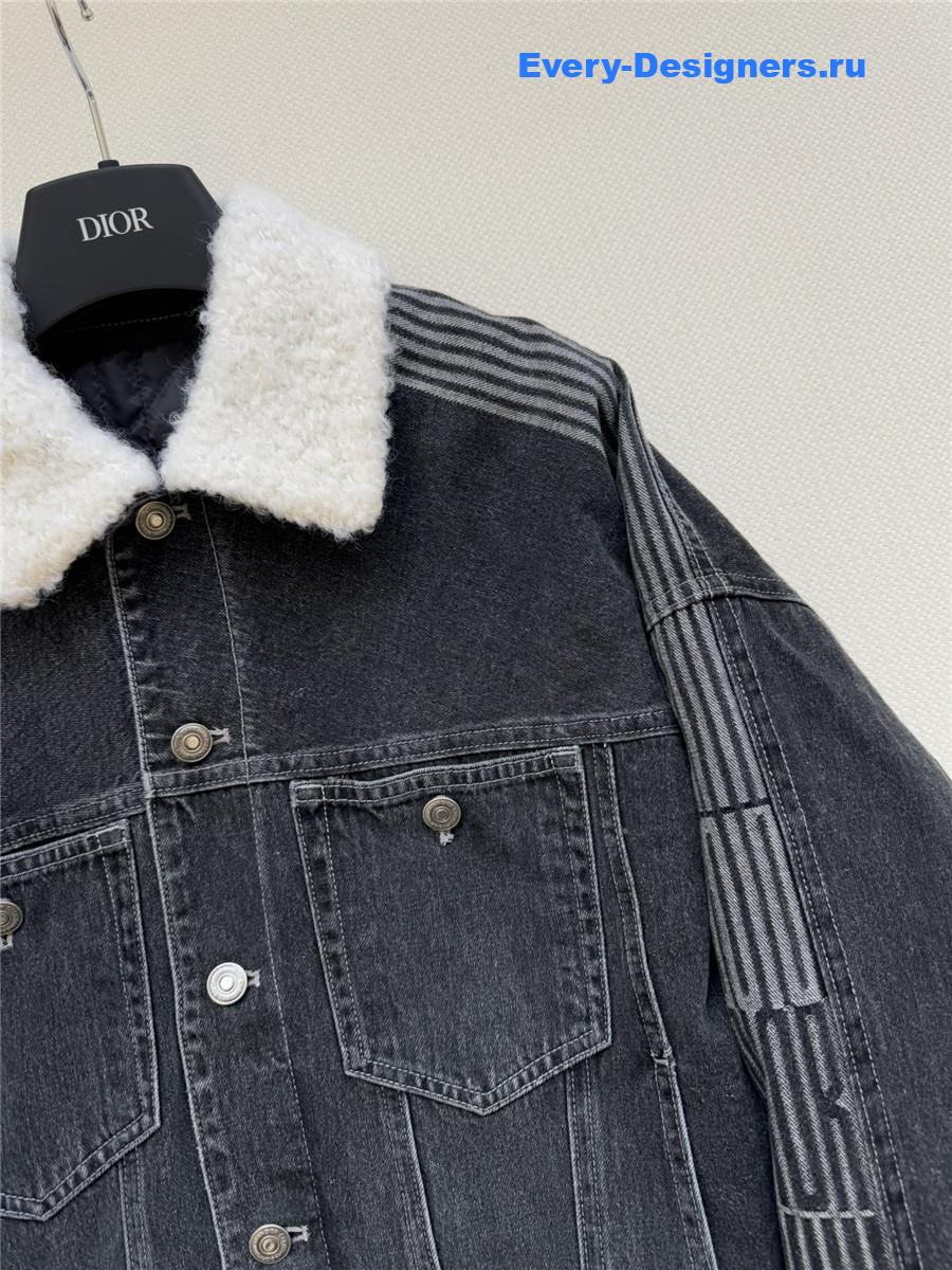 D10r grey shearling denim puffer jacket