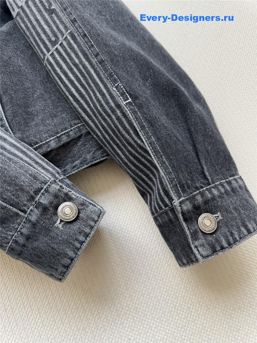 D10r grey shearling denim puffer jacket