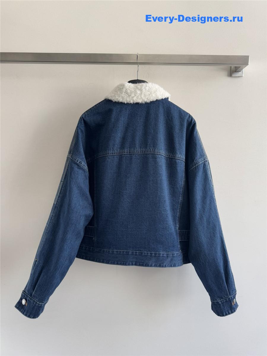 D10r blue shearling denim puffer jacket