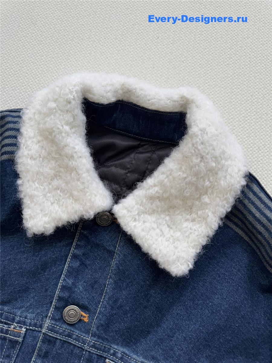 D10r blue shearling denim puffer jacket