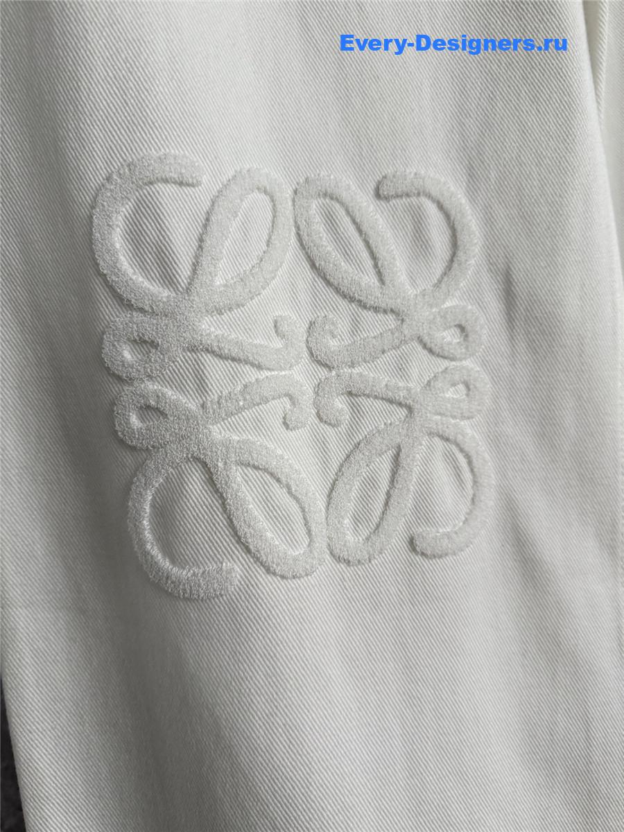 L0ew* anagram embroidered white jeans