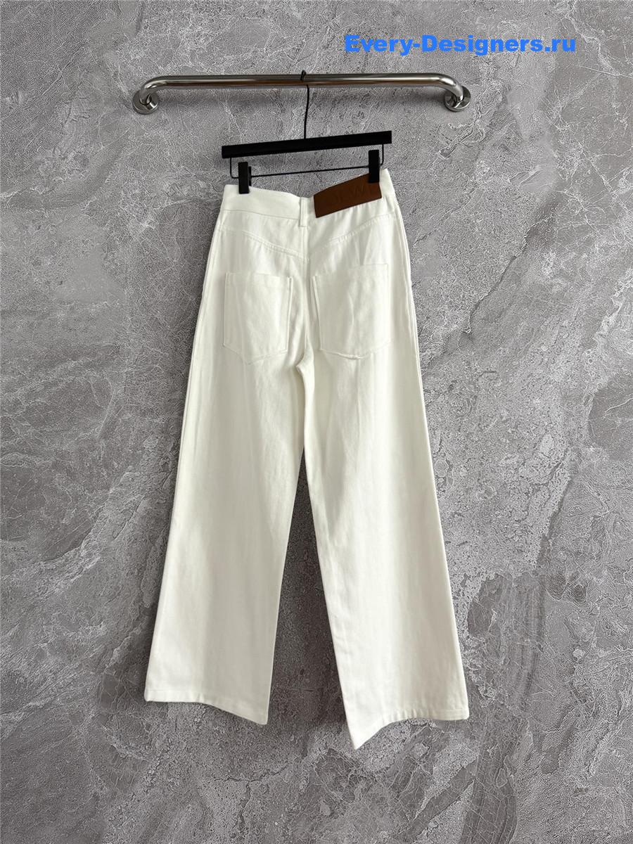 L0ew* anagram embroidered white jeans