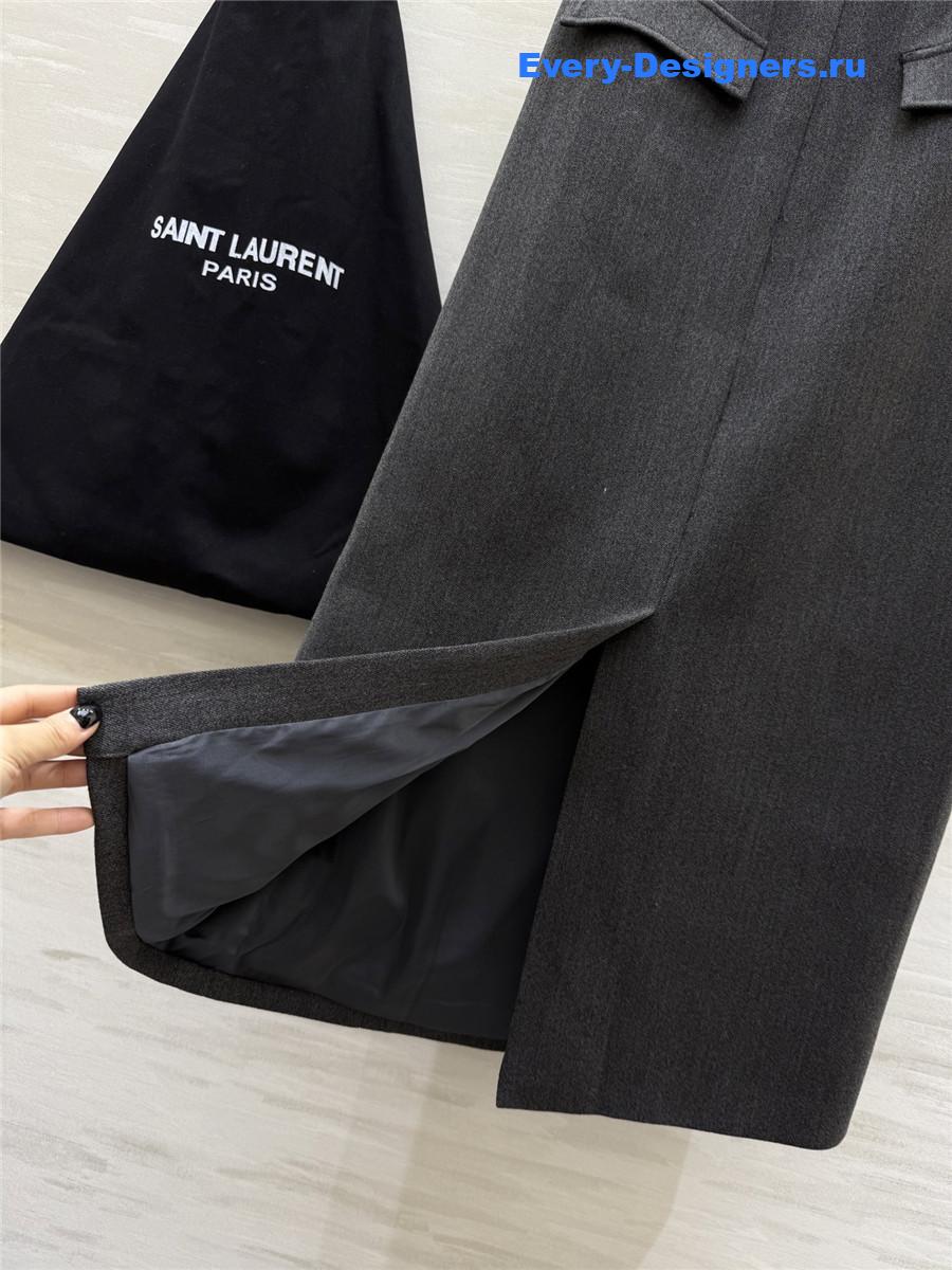 Sa1nt Lau*nt grey high rise plain midi skirt