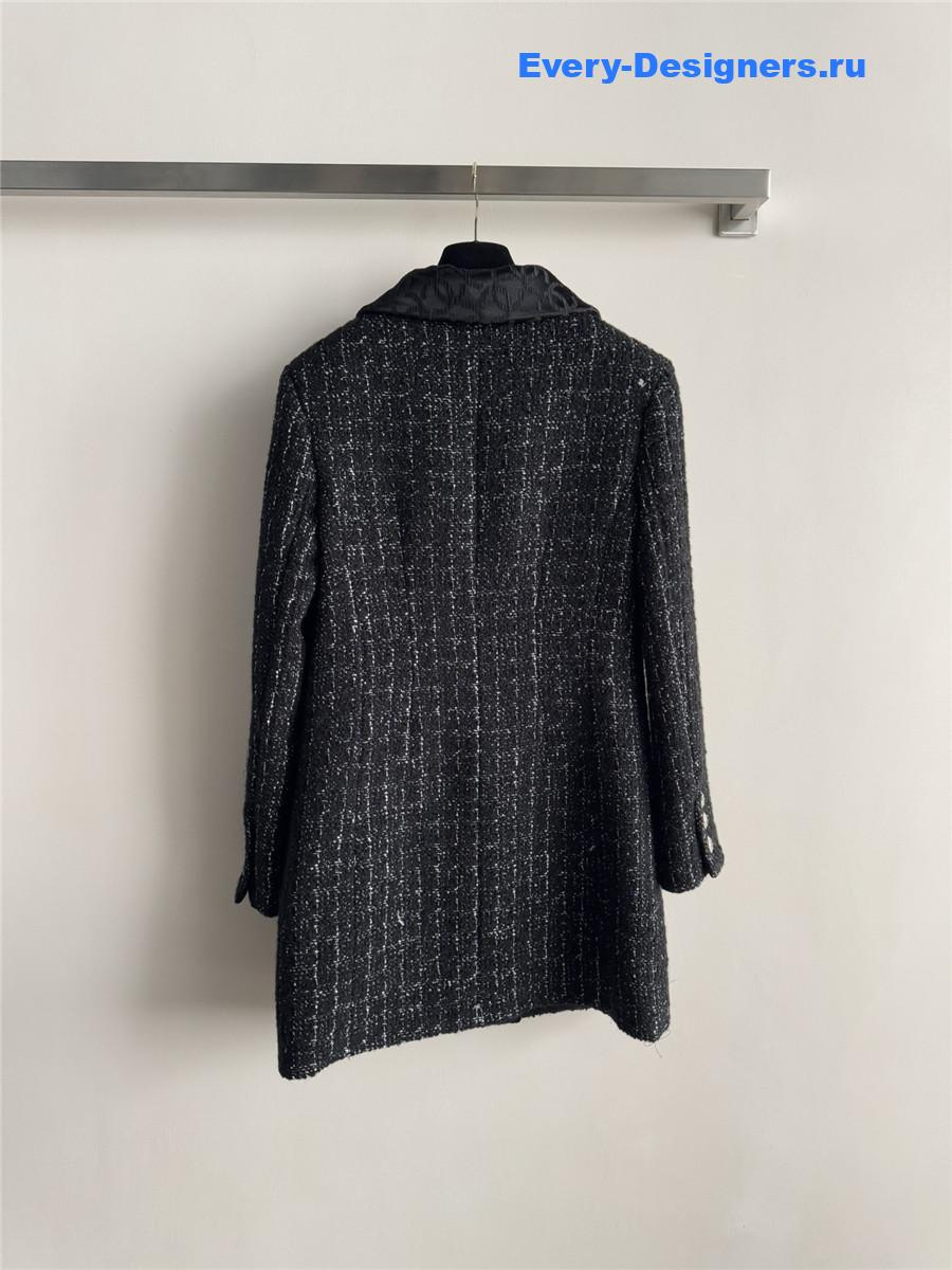 Ch**el black lapel collar tweed jacket