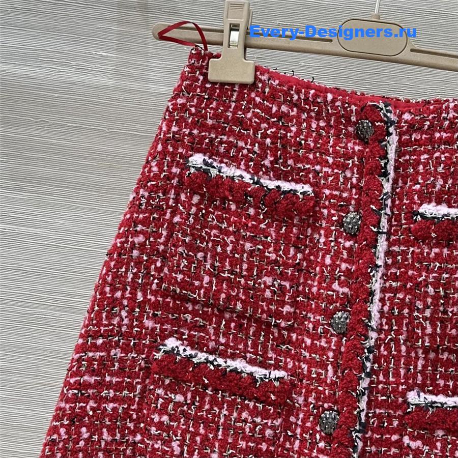 Ch**el red tweed skirt