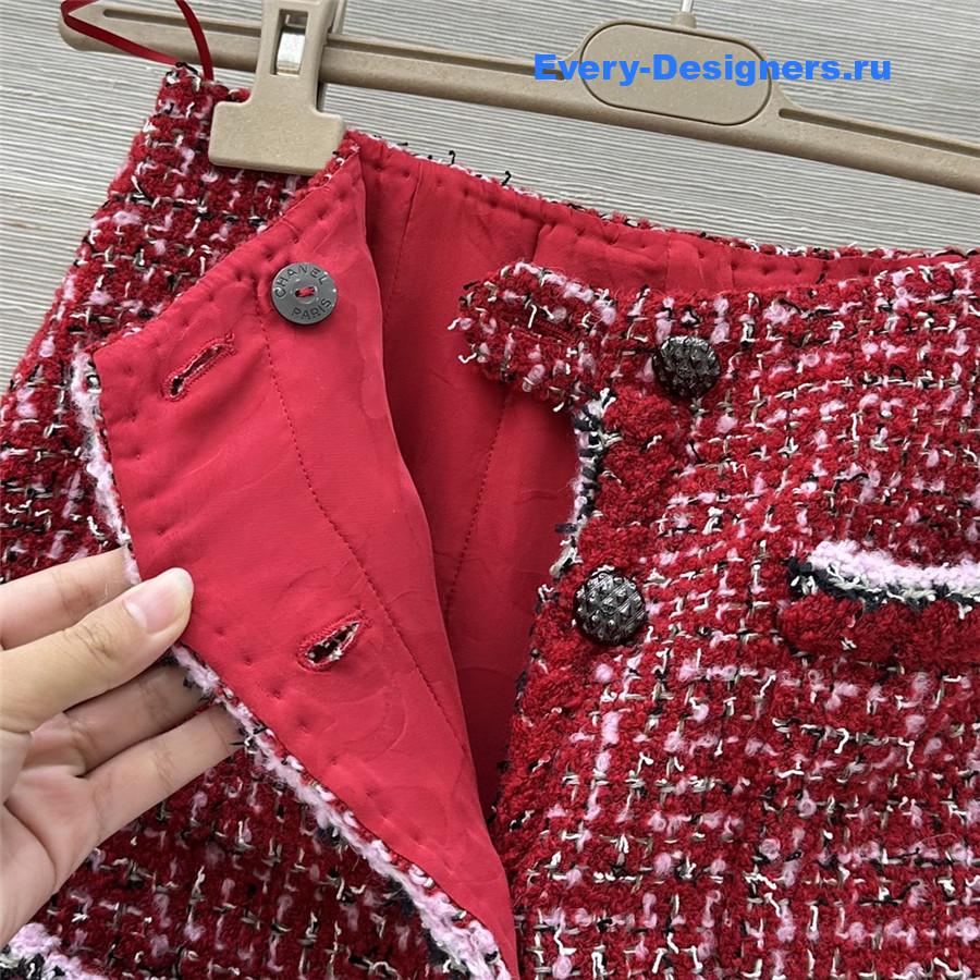 Ch**el red tweed skirt