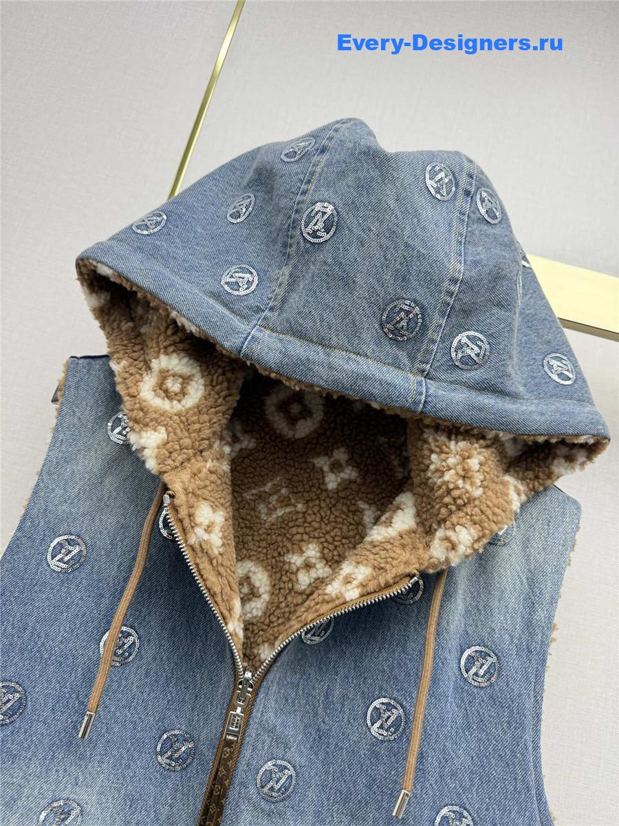 l0vis Vvtt0n monogram shearling lining denim vest