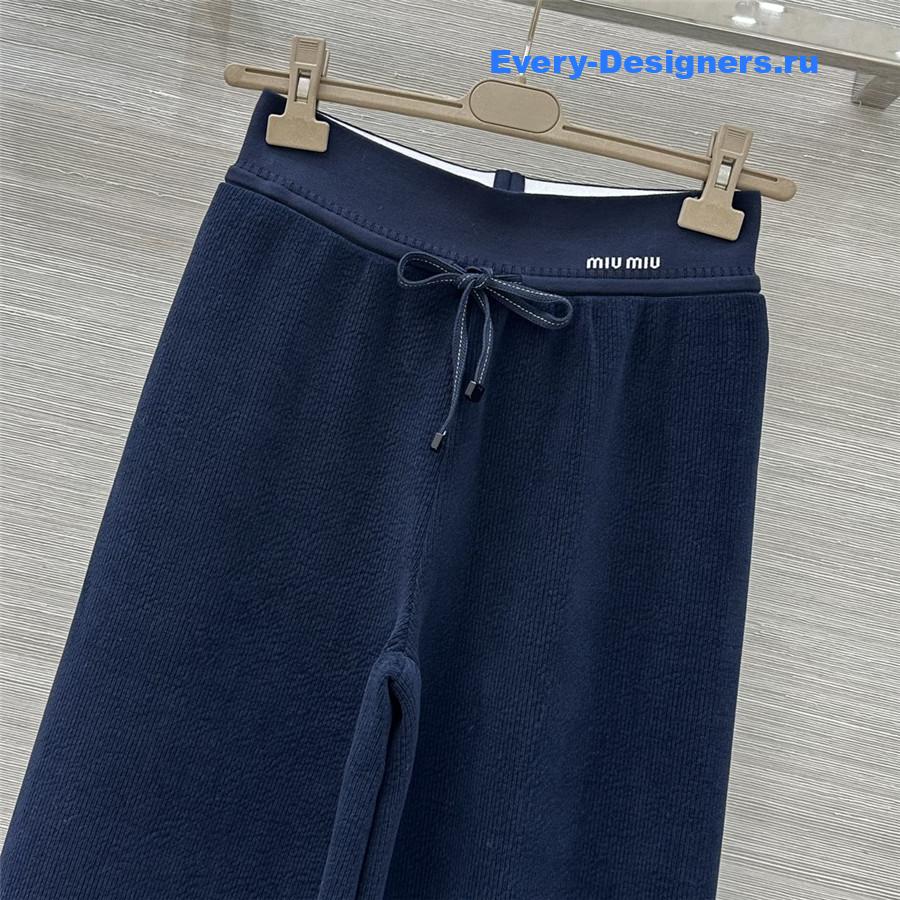 Miu Miu Navy Blue Drawstring Pants