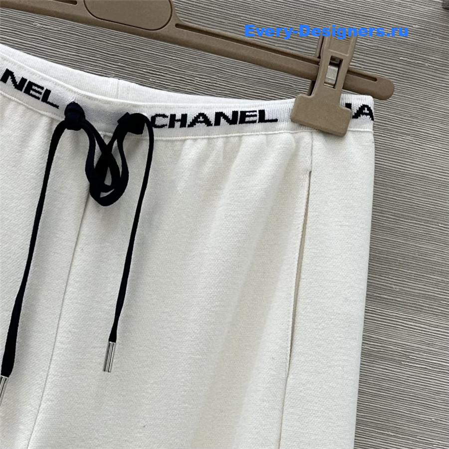 Ch**el logo white wide-leg sweatpants