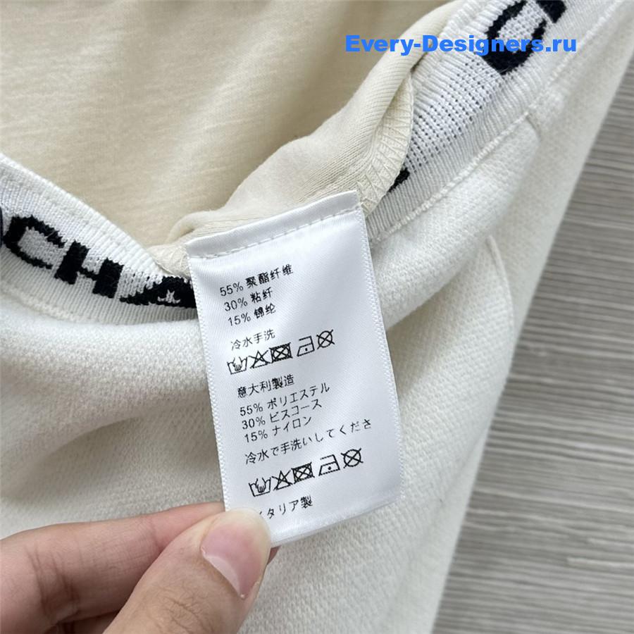 Ch**el logo white wide-leg sweatpants