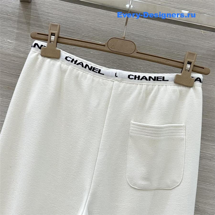 Ch**el logo white wide-leg sweatpants