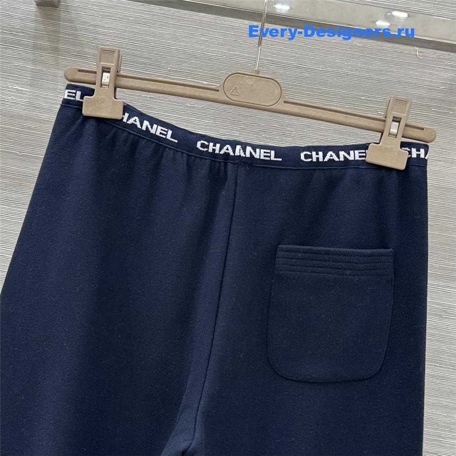 Ch**el logo navy wide-leg sweatpants