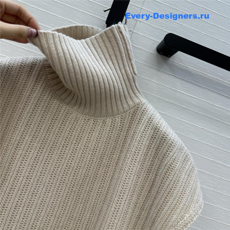 BC High-Neck Ribbed Cashmere Cape Vest