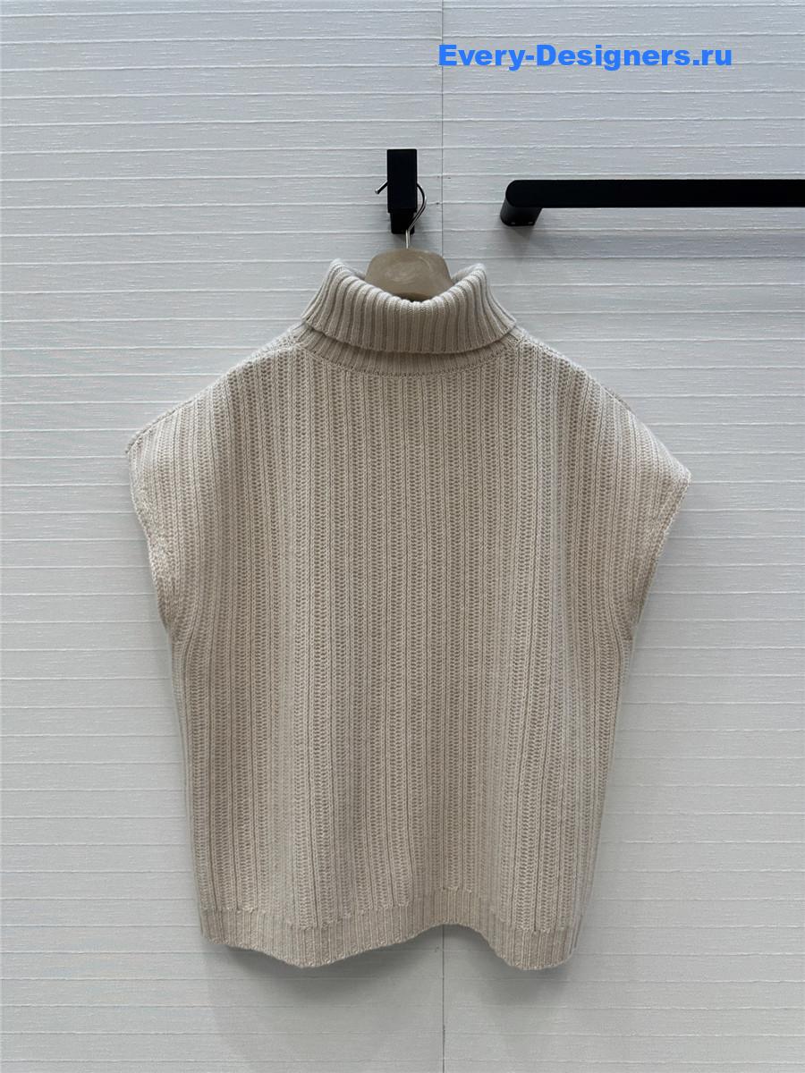 BC High-Neck Ribbed Cashmere Cape Vest