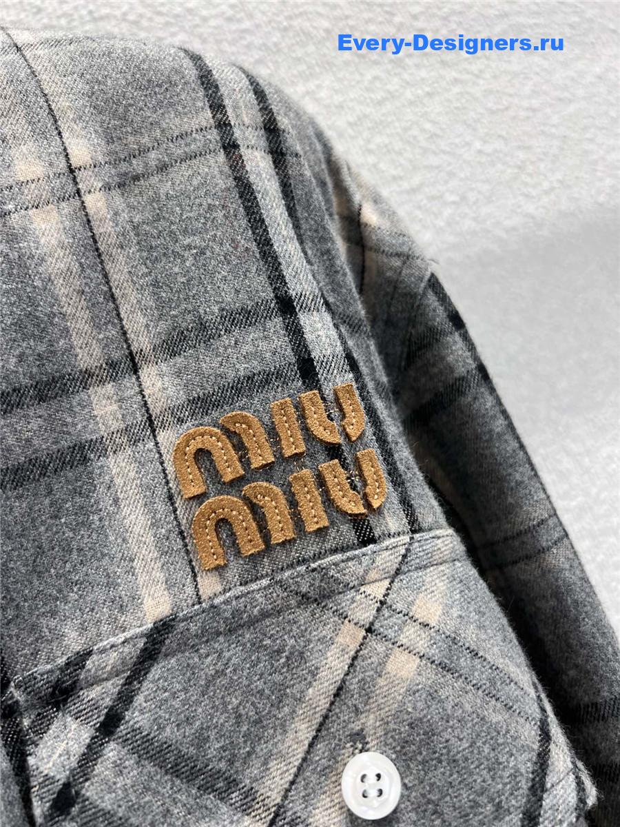 Miu Miu Slate Gray Flannel Mini-dress