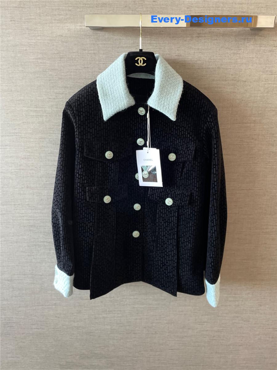 Ch**el blue black velvet jacket