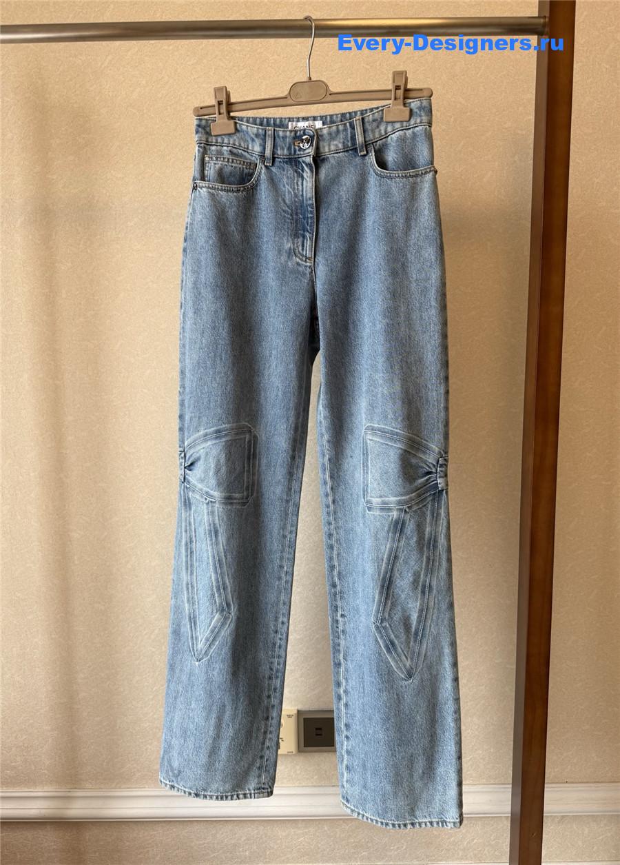 Ch**el light blue washed distressed jeans