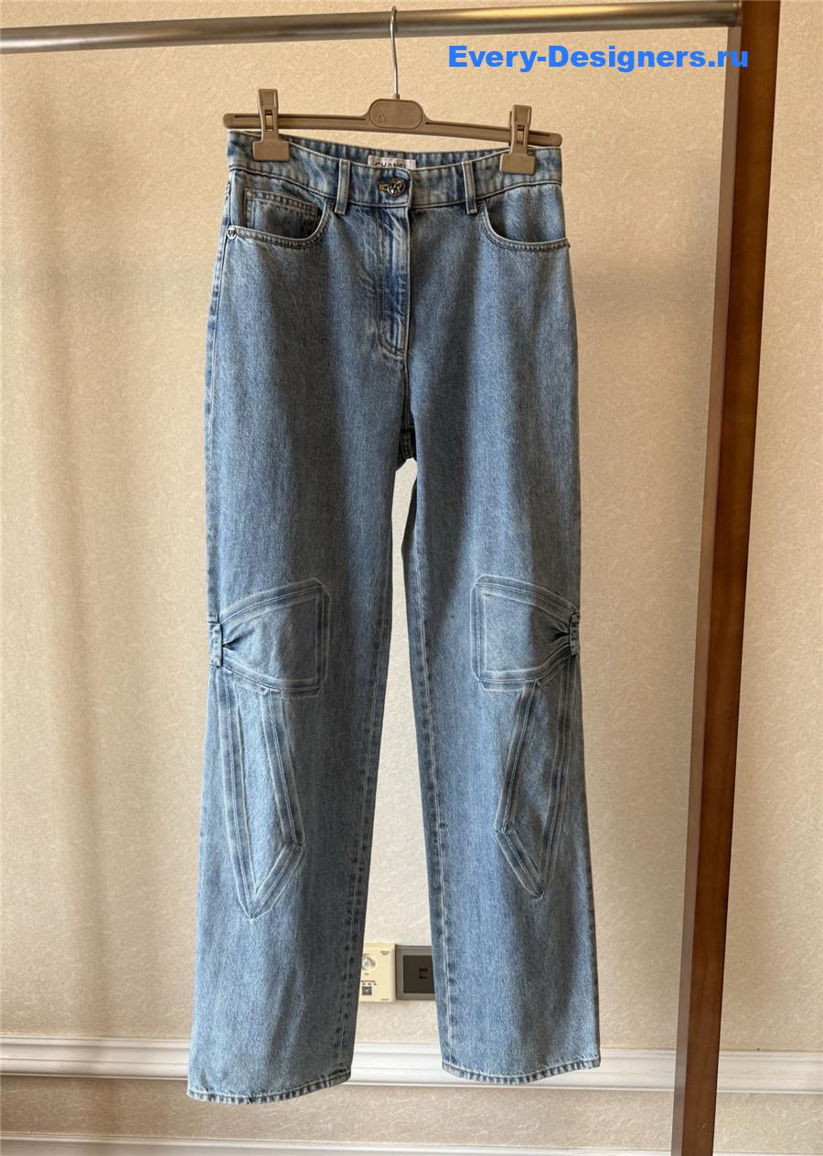 Ch**el light blue washed distressed jeans