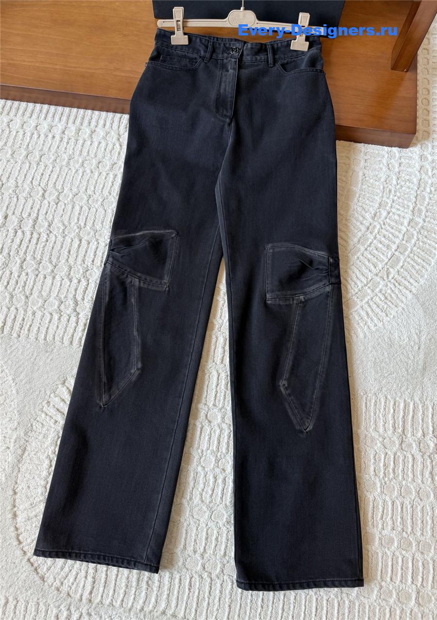 Ch**el black washed distressed jeans
