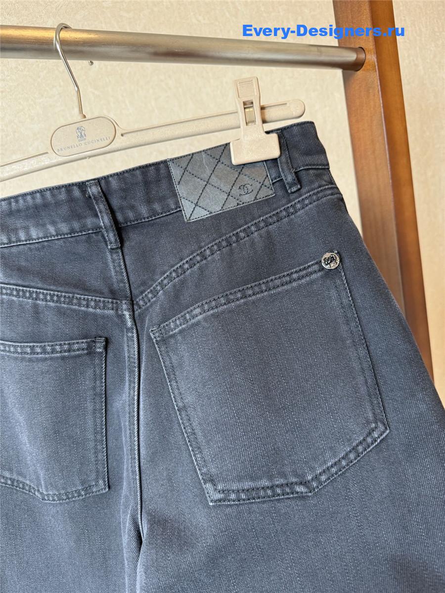 Ch**el black washed distressed jeans