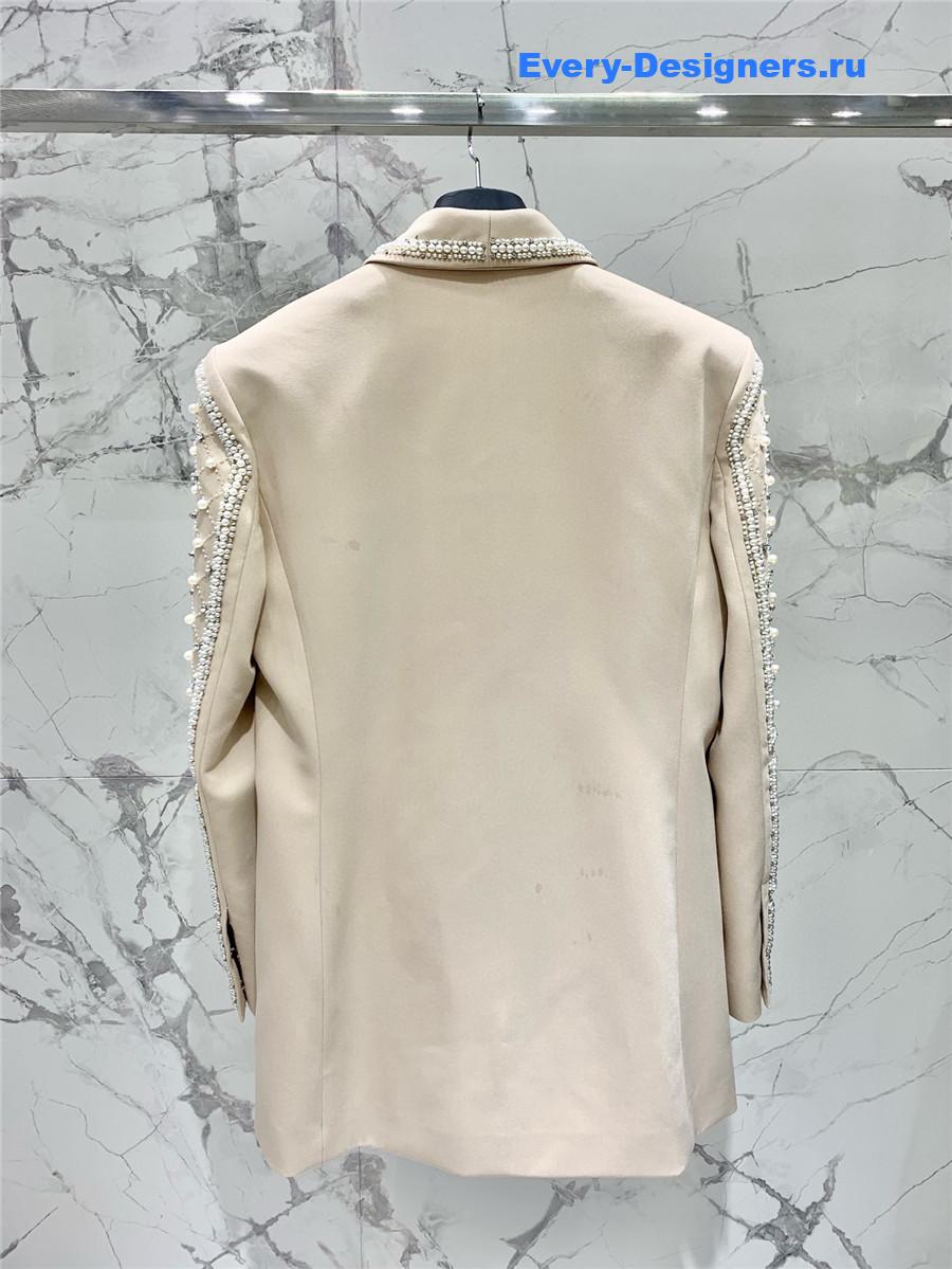 Balmain Beige Beaded Blazer