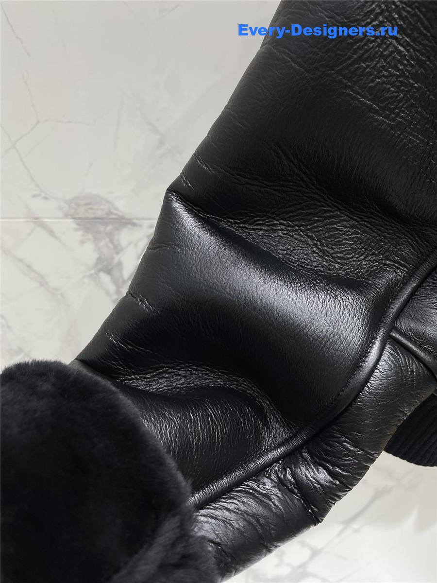 Ch**el black shearling lambskin blouson