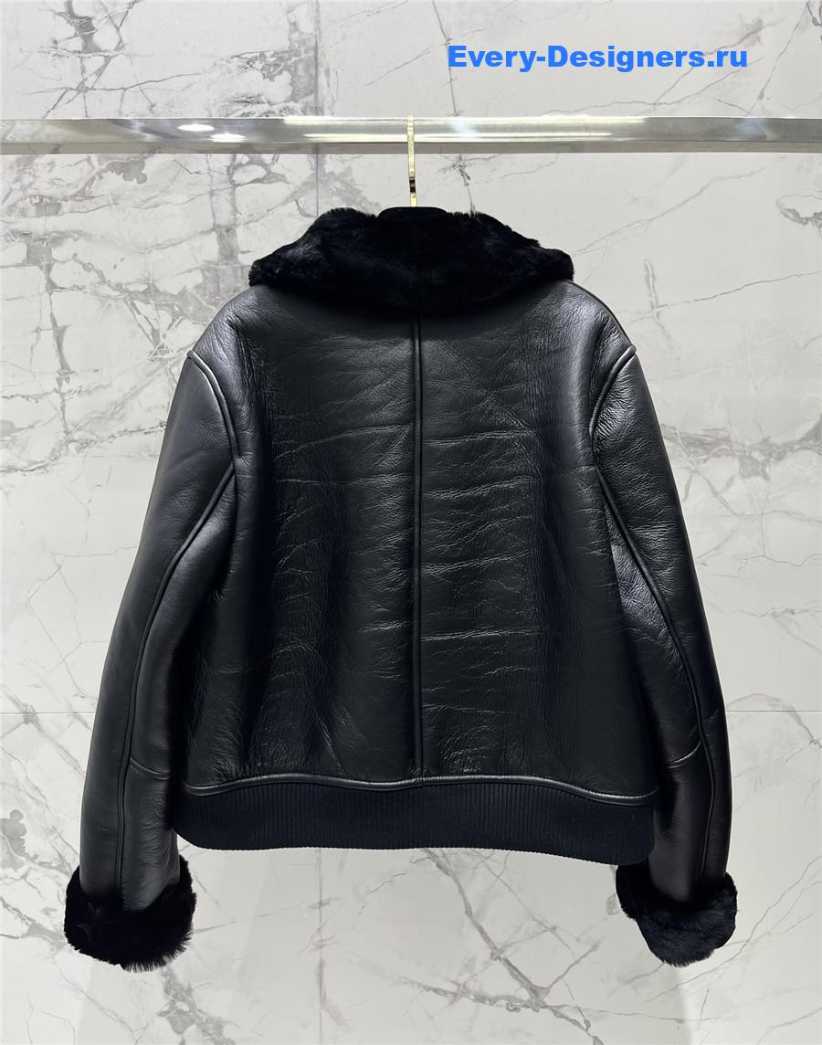 Ch**el black shearling lambskin blouson