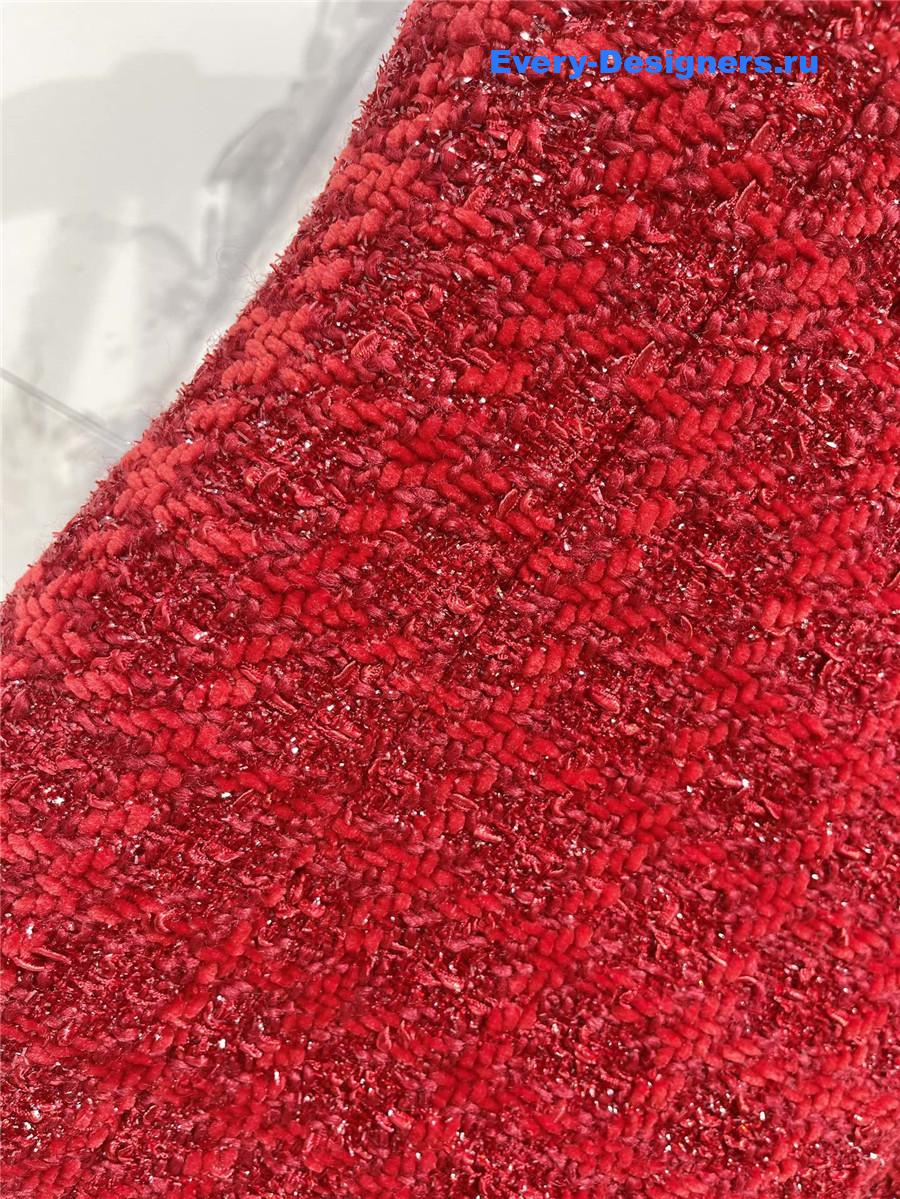 Balmain Rhinestone Red Strapless Dress