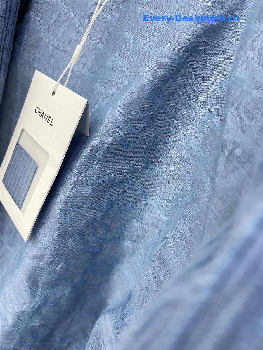 Ch**el blue cotton velvet and strass jacket