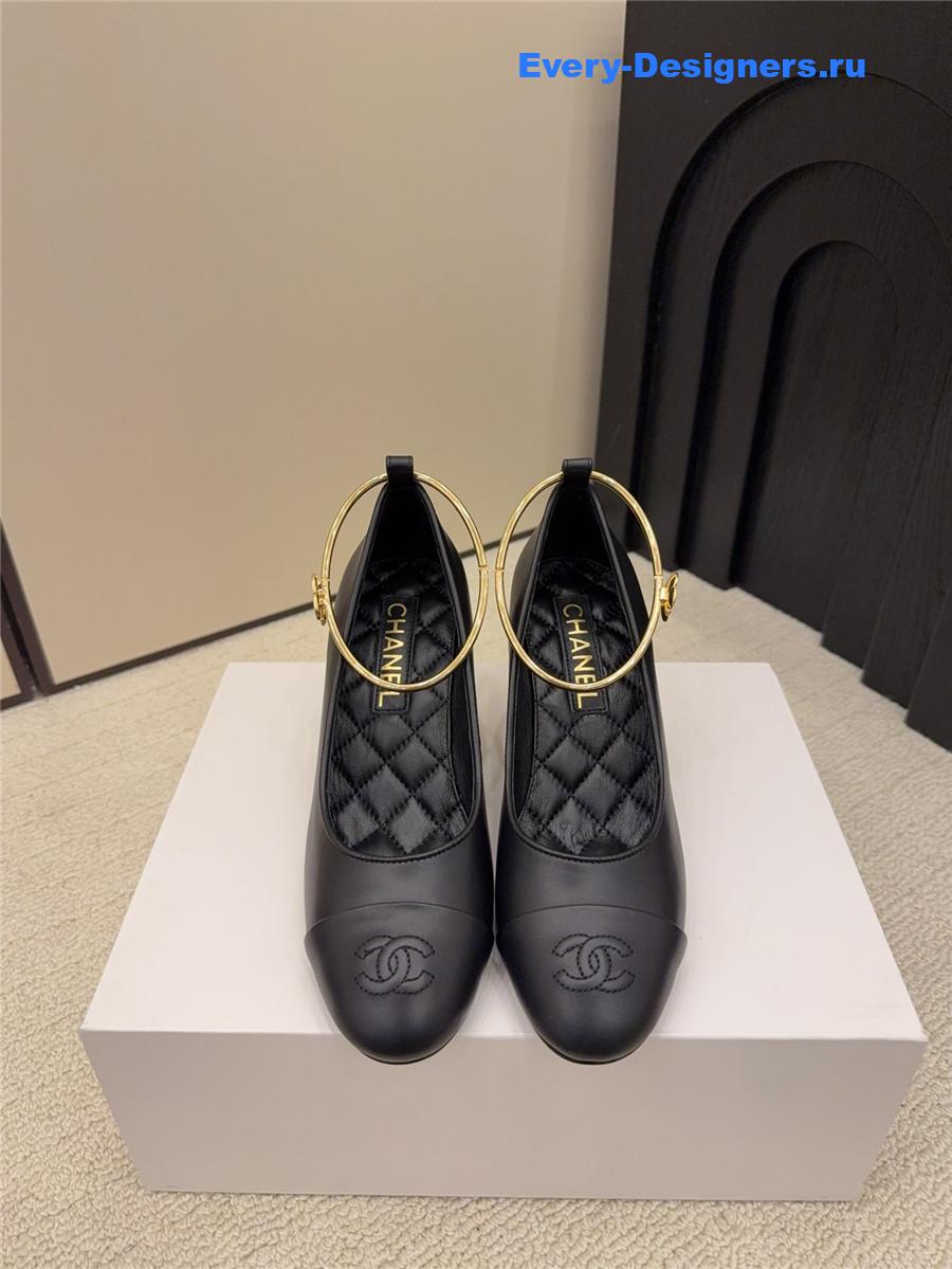 Ch**el black imitation pearls mary janes