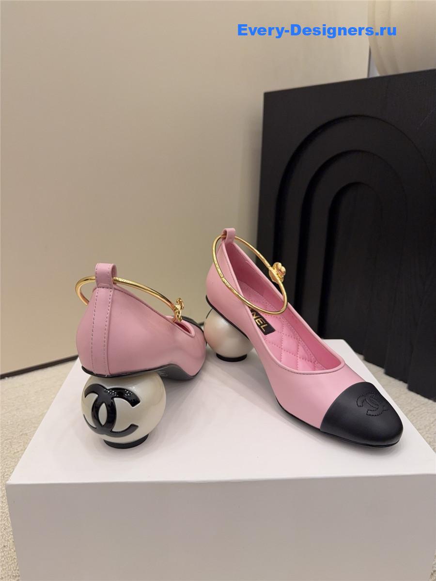 Ch**el pink imitation pearls mary janes