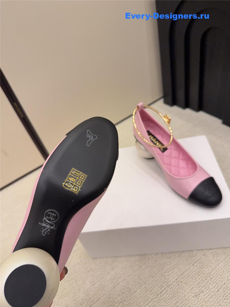 Ch**el pink imitation pearls mary janes